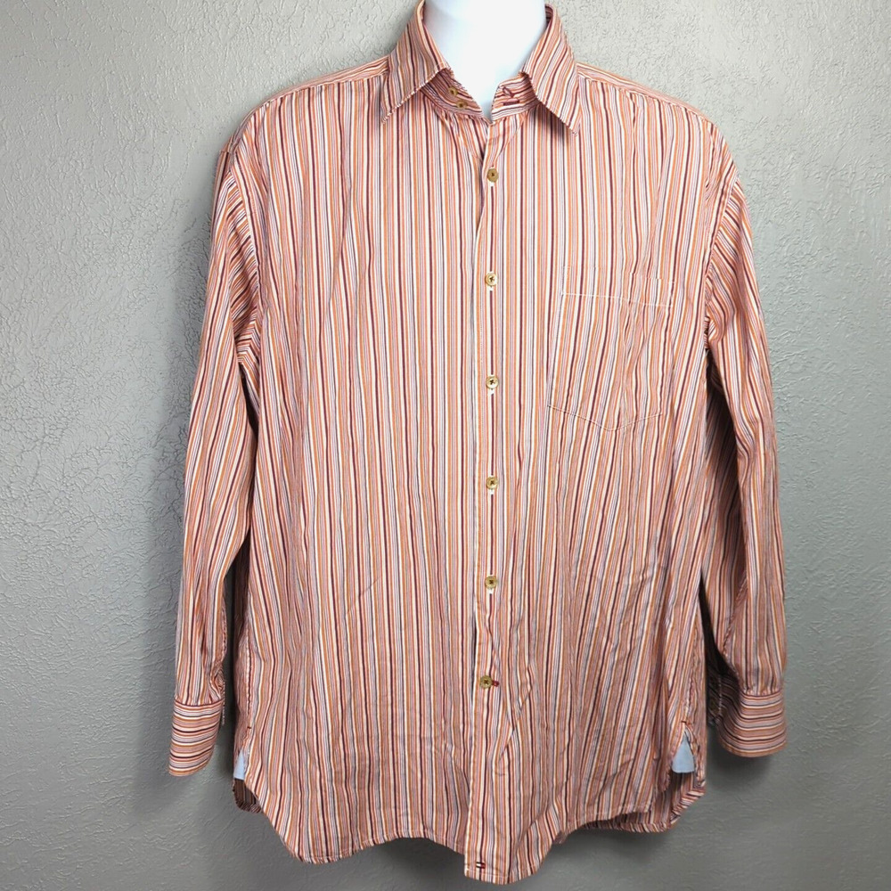 Tommy Hilfiger Shirt Large Mens Long Sleeve Button Up Multicolor Dress Casual